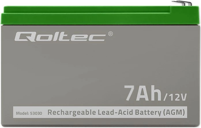 Baterija AGM Qoltec 53030, 12V, 7Ah, sivo/zelena