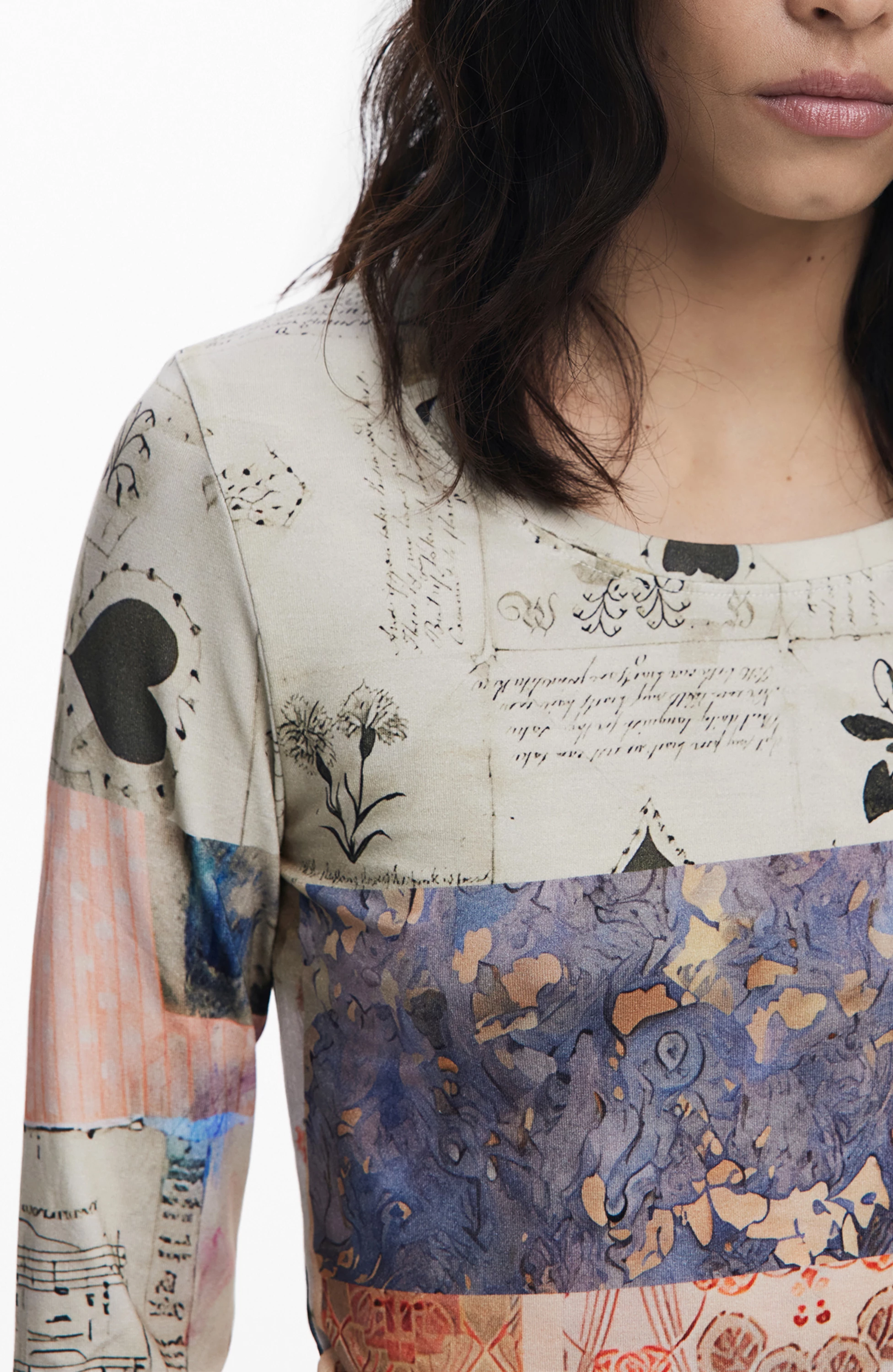 Majica z dolgimi rokavi, DESIGUAL Limbanı, ženska, bež