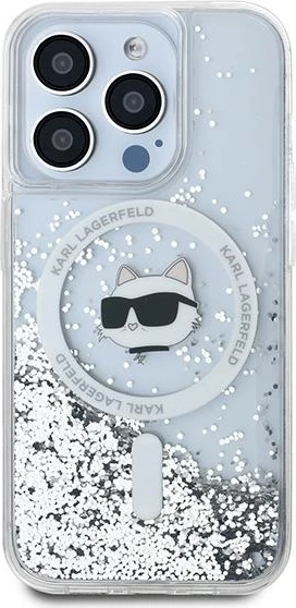 Ovitek za telefon z tekočimi bleščicami in motivom mačke Choupette, MagSafe, za iPhone 13 Pro Max, Karl Lagerfeld, prozoren