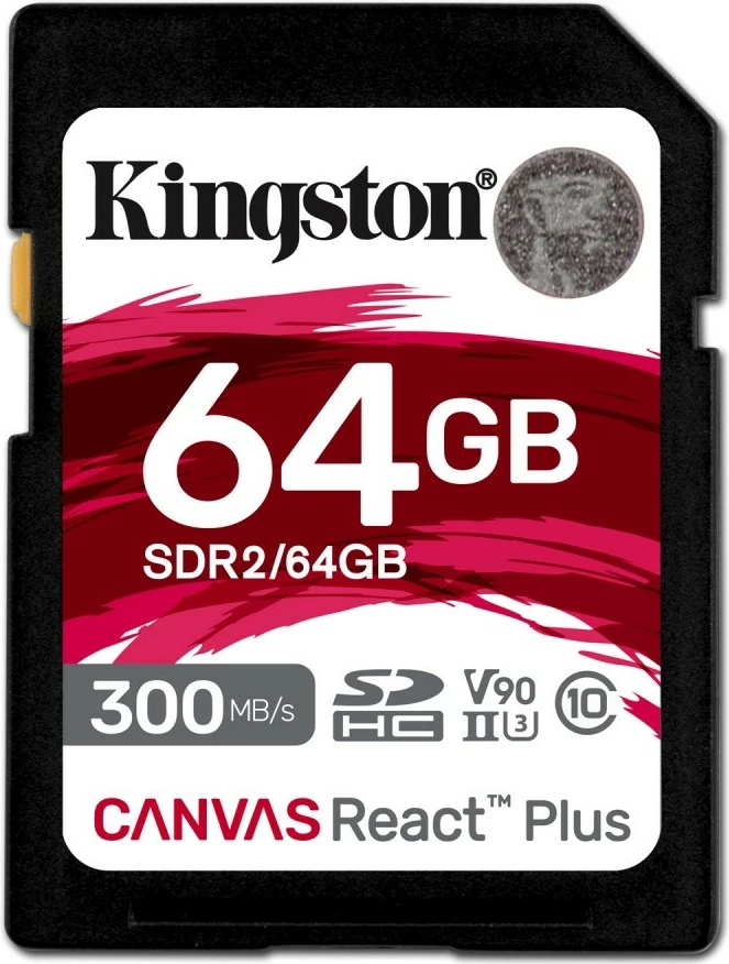 SD pomnilniška kartica Kingston Canvas React Plus 64GB, SDR2/64GB, 300/260 MB/s