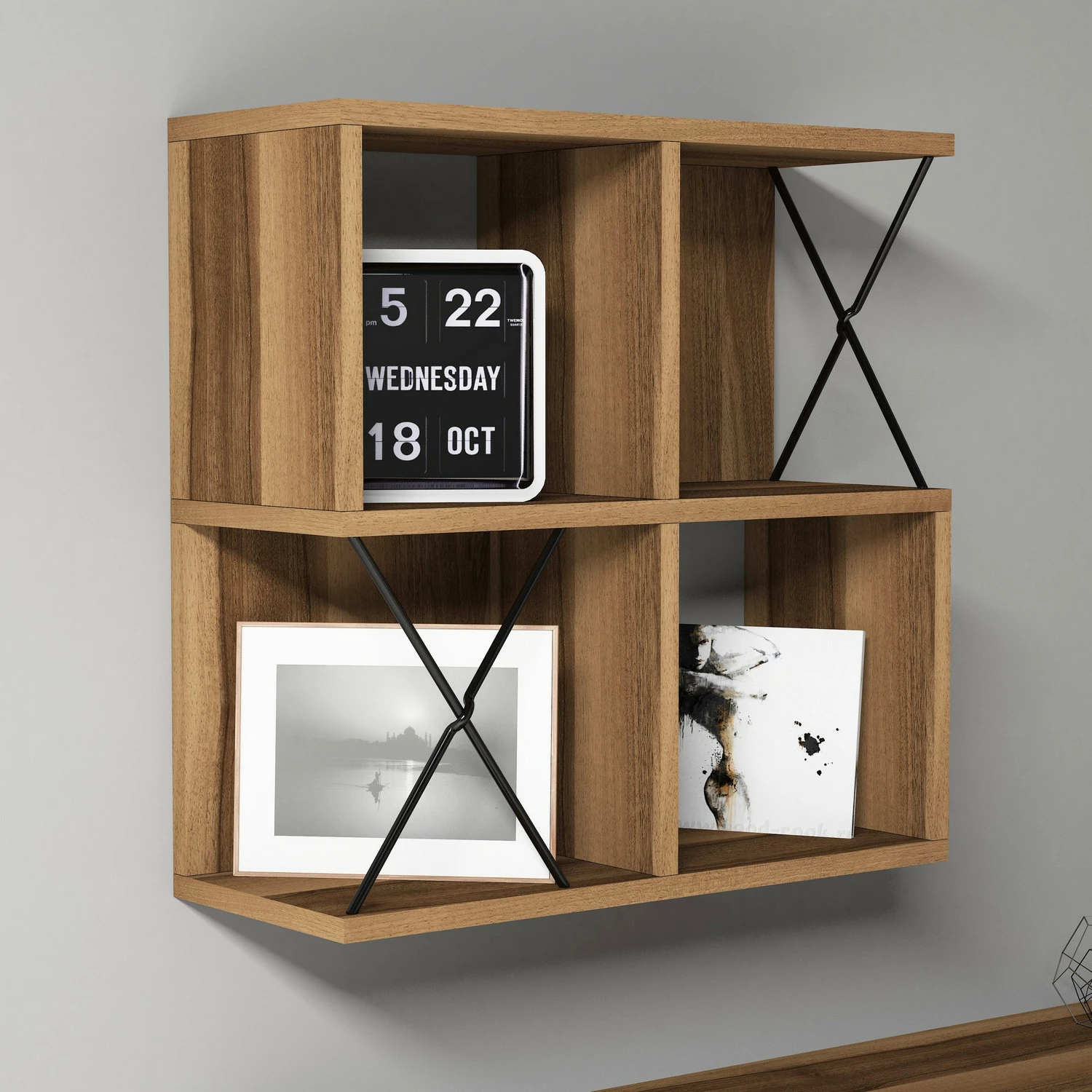 Modern regal za na steno Skye Decor, ekstra, rjava barve