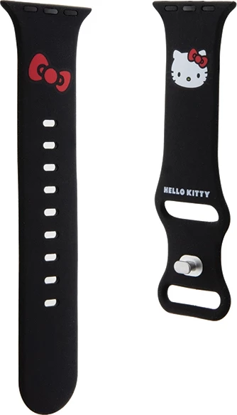 Silikonski pašček Hello Kitty za Apple Watch, 38/40/41 mm, črn