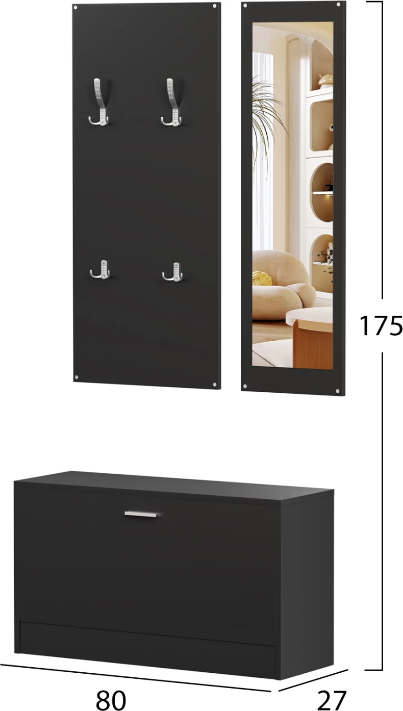 Komplet za predsobo z ogledalom VERN FH2476.02 melamin v wenge 80x27x175Hcm