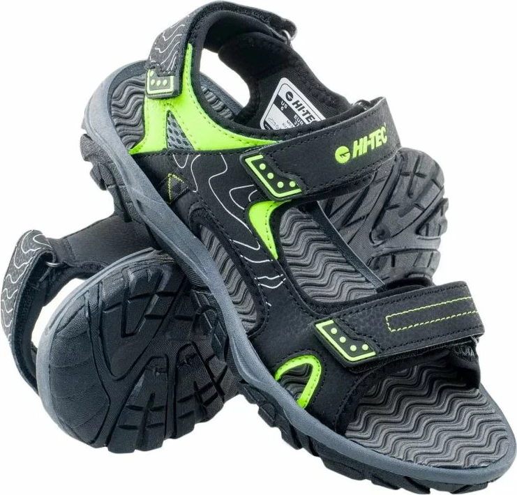 Sandali za fante Hi-Tec, črni in zeleni