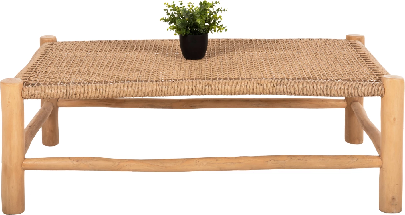 Klubska miza LONDER FH5985 iz tikovine-sintetičnega ratana-naravna 119x79.5x41 cm
