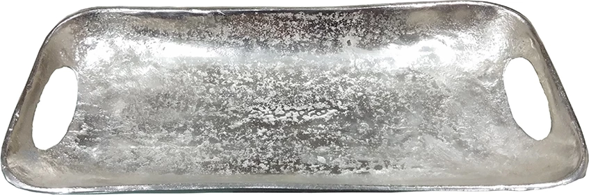 Dekorativna pladenj, aluminij, srebrn, 14x40x5 cm - VOBIS