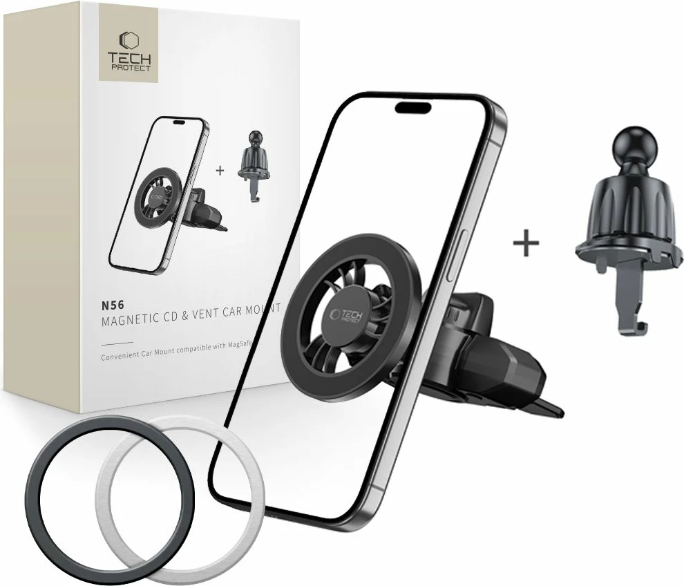 Magnetni nosilec za pametni telefon z MagSafe za avto, črn, Tech-Protect N56