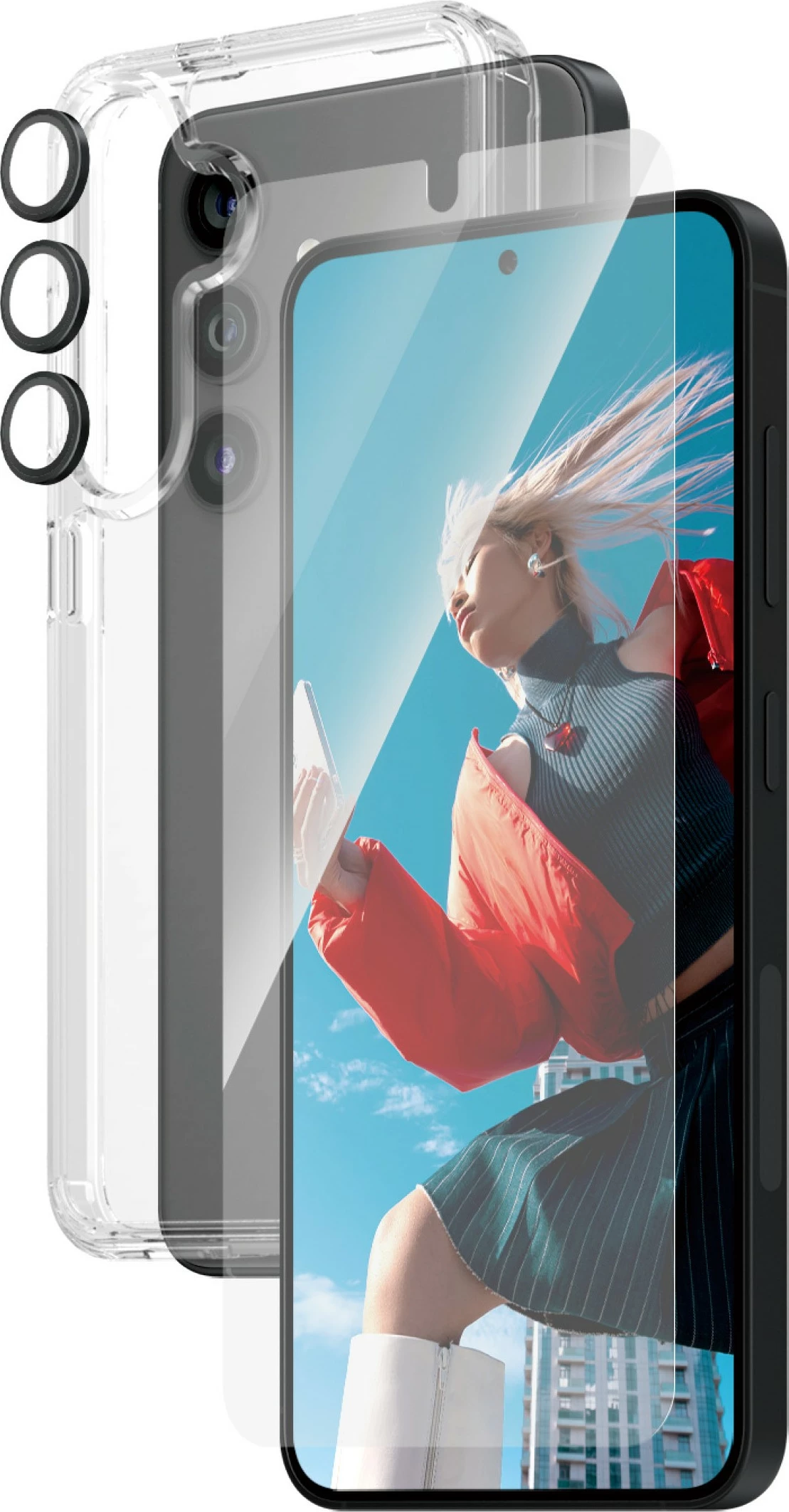 Transparenten 3-v-1 zaščitni komplet za Samsung Galaxy S24 PanzerGlass