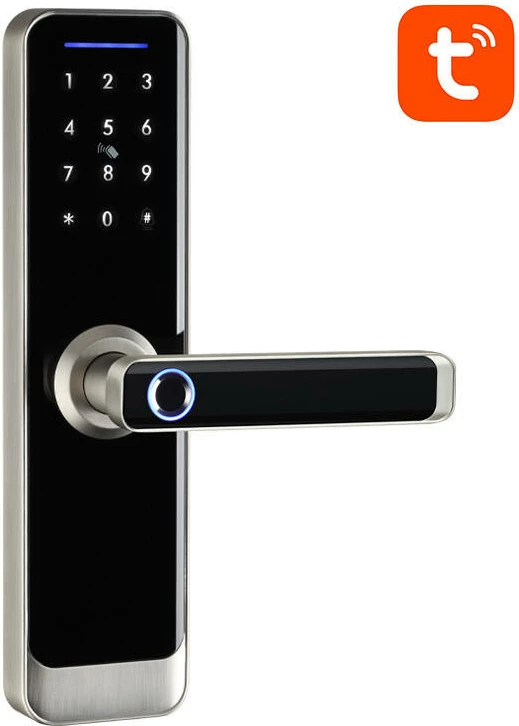 Pametna digitalna ključavnica Avatto ZSDL-A270-S-ALI-6072 ZigBee, Tuya Smart Life, IP55, za vrata 35–60 mm, 4xAA, srebrna