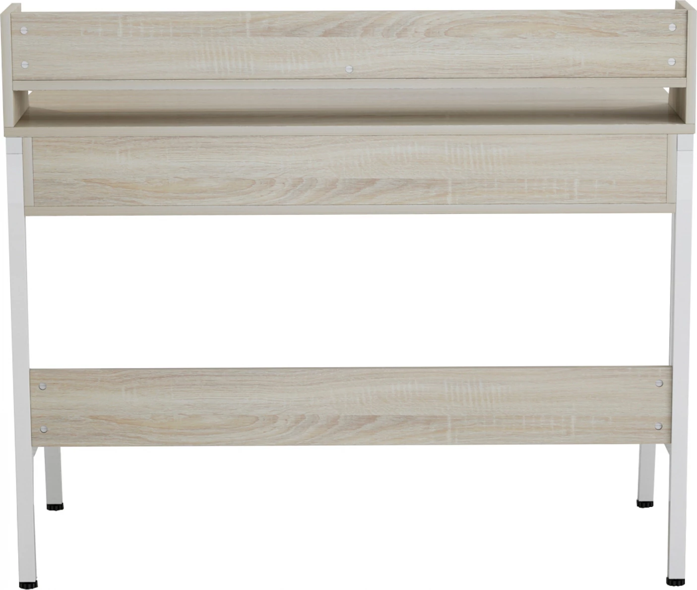 Pisarnaška miza FH2129.01 iz melamina v sonoma in beli barvi z belim kovinskim okvirjem 104Χ48Χ89Hcm