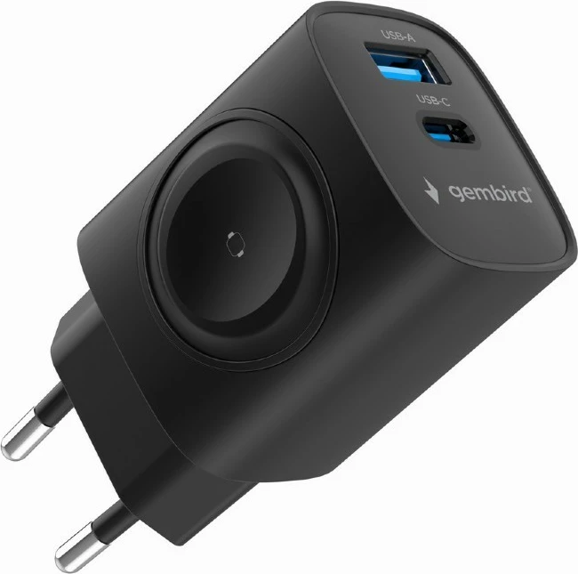 Stenski polnilec 20 W, USB-A in USB-C — Gembird TA-UC-PDQCW20-01-BK, črn