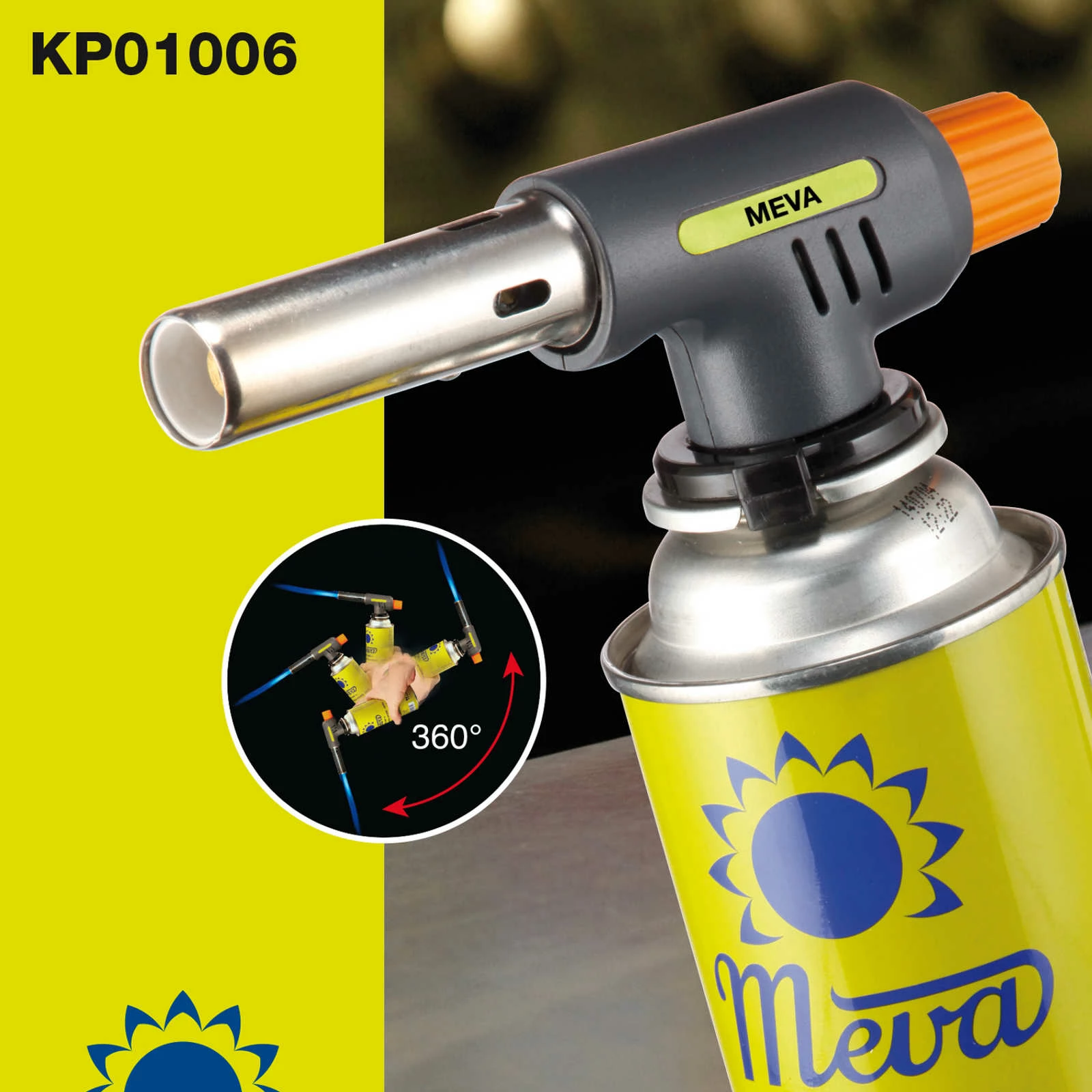 Kuhinjski plinski gorilnik za creme brulée Meva KP01006, 1 kW, brez kartuše