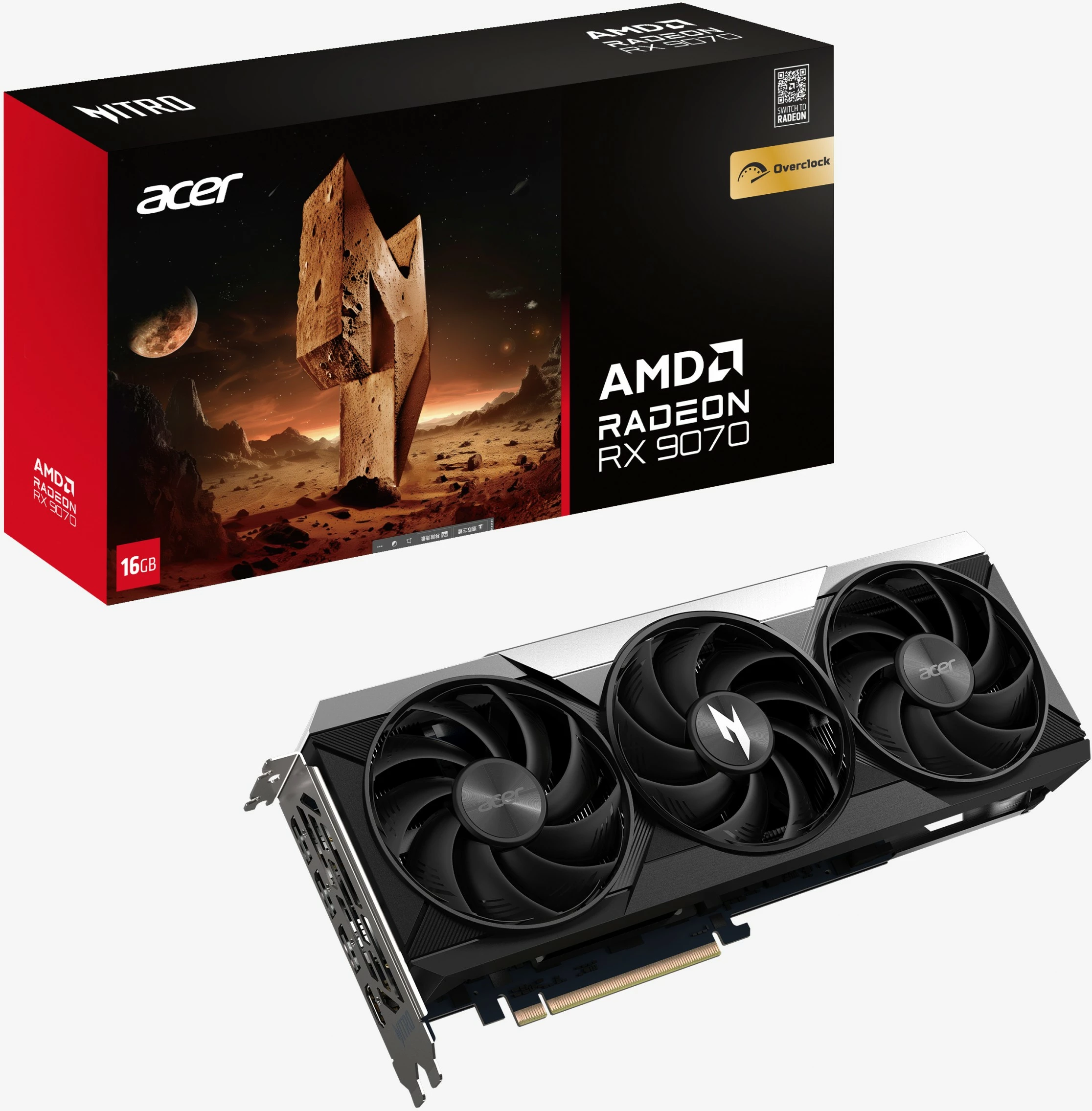 Grafična kartica Nitro Radeon RX 9070 OC 16GB, Acer, črna