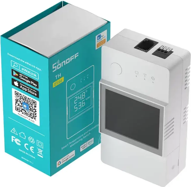 Pametni regulator temperature in vlažnosti Sonoff THR320D, WiFi, bel