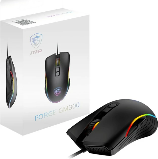Miška MSI FORGE GM300, optična, 7200 DPI, ambidekstralna, črna