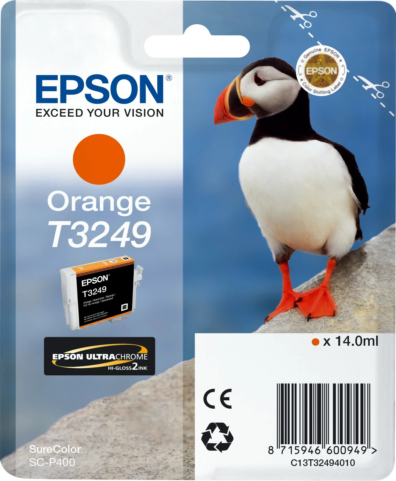 Toner, oranžna pigmentna 14 ml, Epson T3249 za SureColor SC-P400