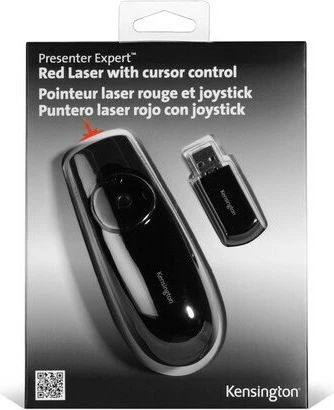 Prezenter brezžični, kontrola kazalca in rdeč laser Kensington Presenter Expert, RF, USB, 45 m, črn