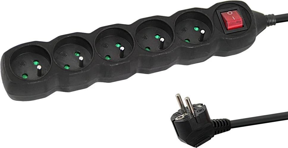 Razdelilec napajanja, 5 vtičnic, 3 m, črn - Esperanza ELK215K