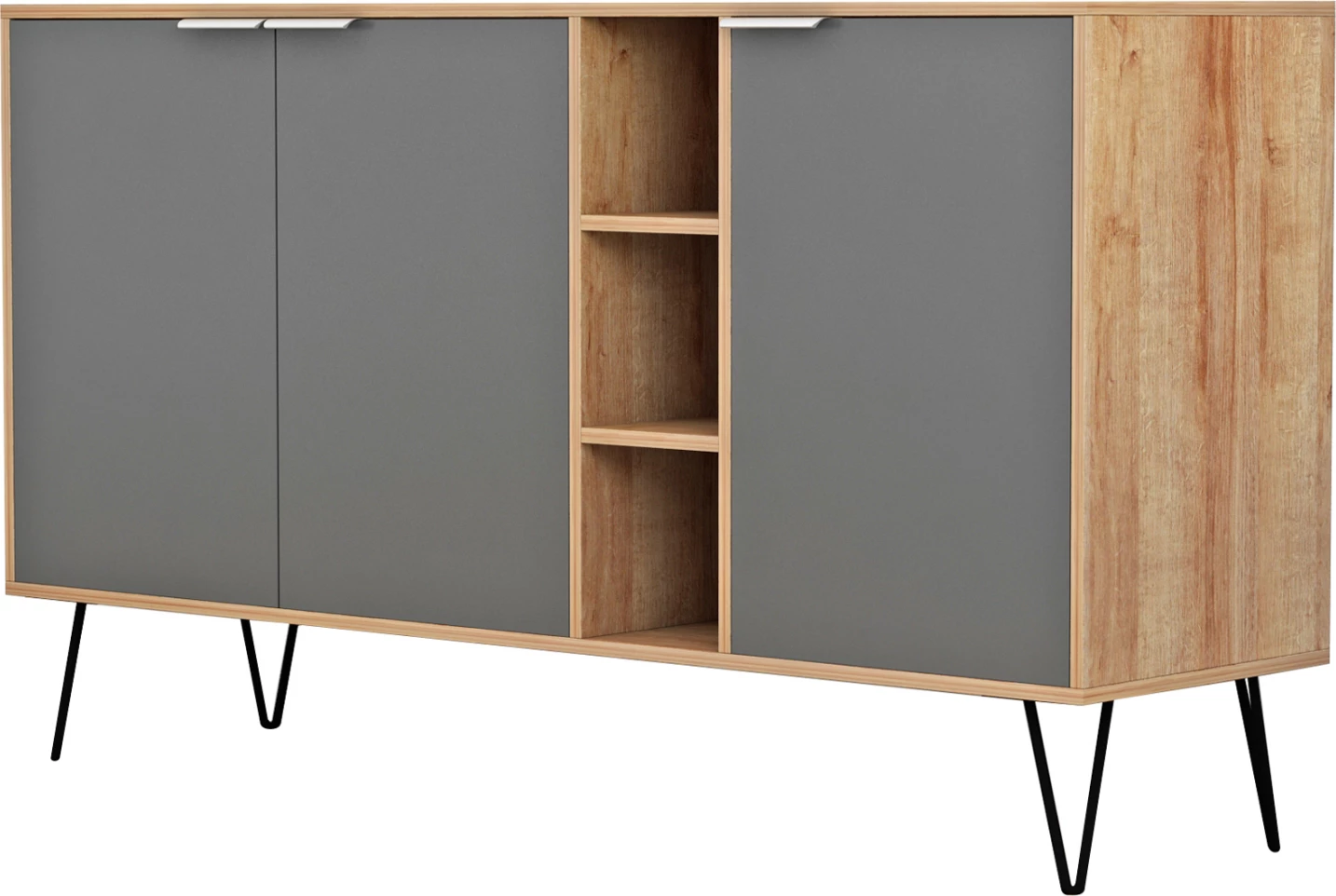 Predalnik CABRON FH8874.11 melamin v naravni-antracitni barvi in črne kovinske noge 142x40x83H cm