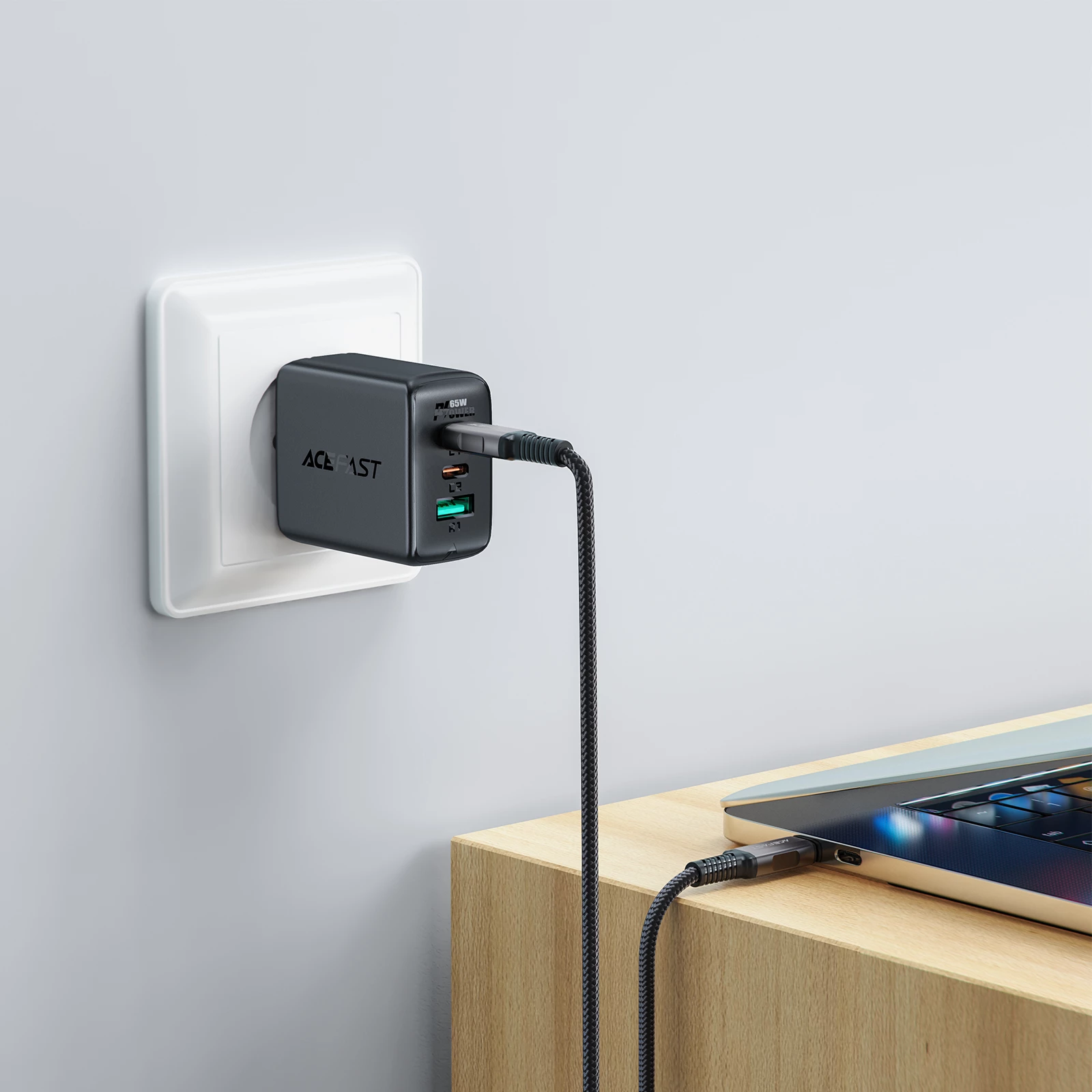 Kabel USB-C na USB-C Acefast C1-09, USB4, PD3.1, 5A, 1 m, sivo-črn