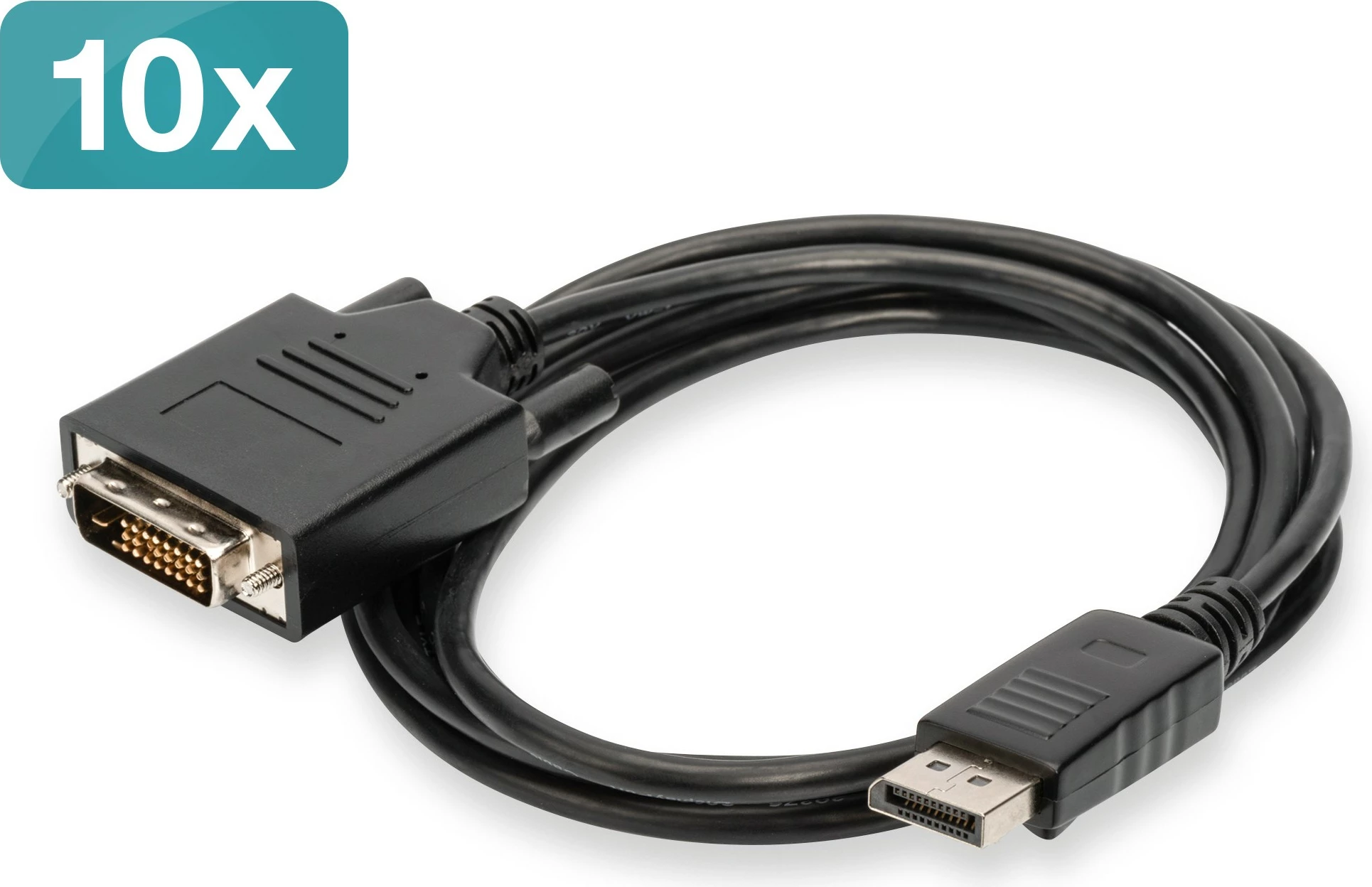 Adapter kabel DisplayPort v DVI‑D, 2 m, 10 kosov, črn - Digitus