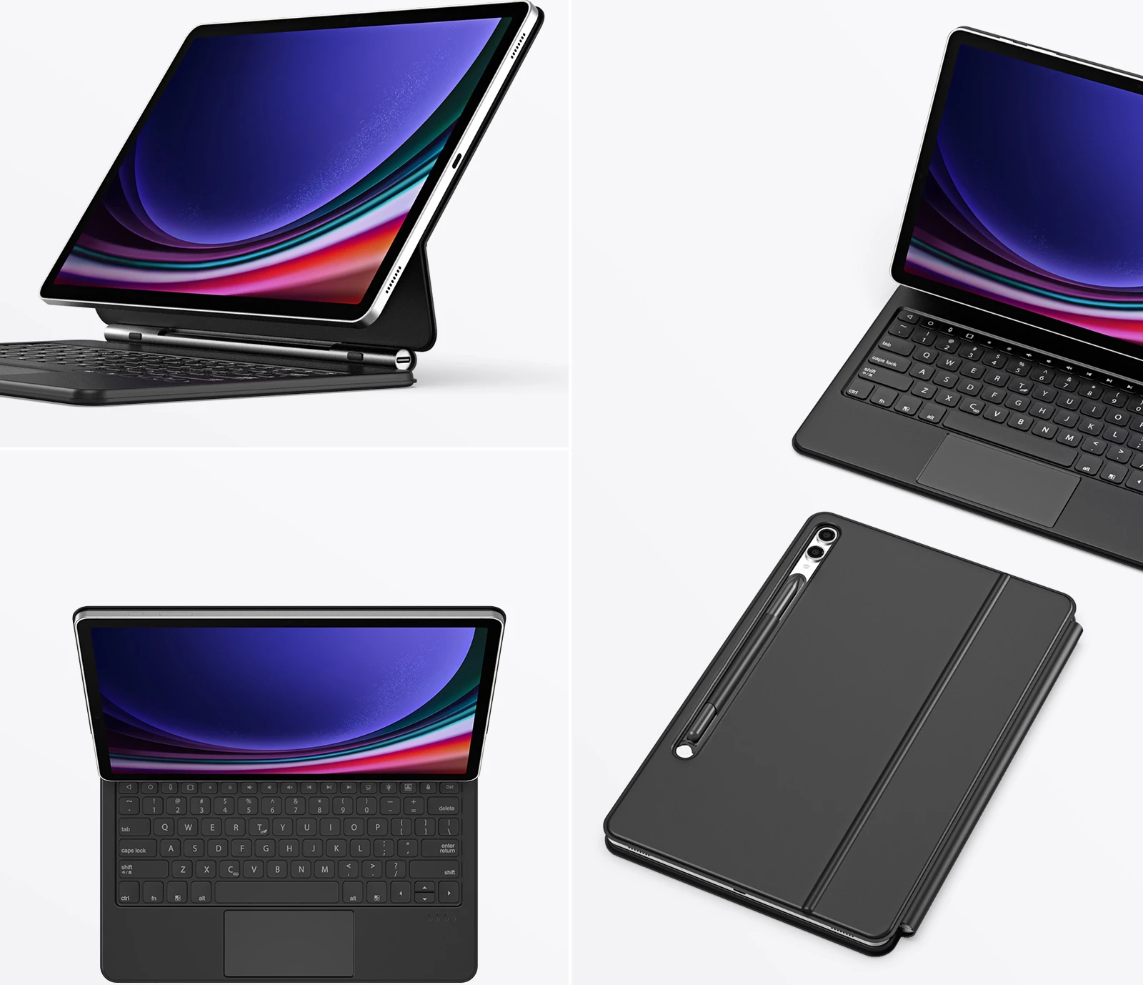 Ovitek z Bluetooth tipkovnico Dux Ducis MK Series za Samsung Galaxy Tab S9+, S8+, S7+, črn