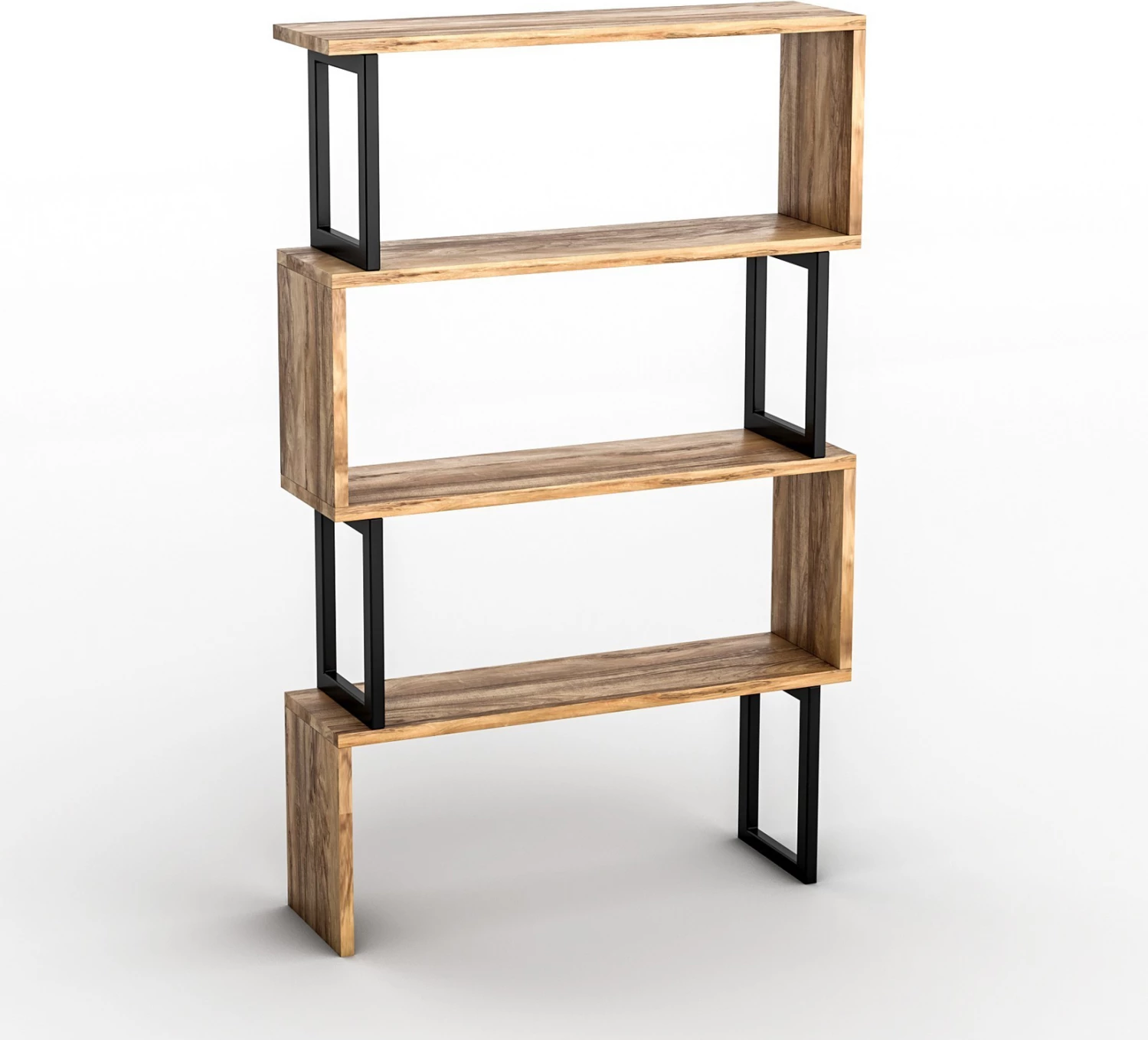 Knjižna omara v orehu z črnim okvirjem FH8867.01 80x22x128cm