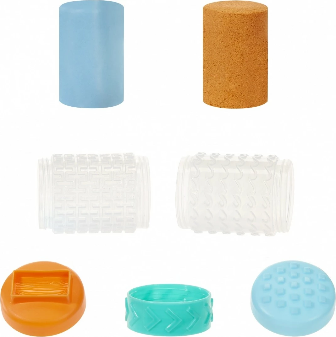 Set modelirne gline in kinetičnega peska Wonder Factory Never Dry, MGA, modra in oranžna