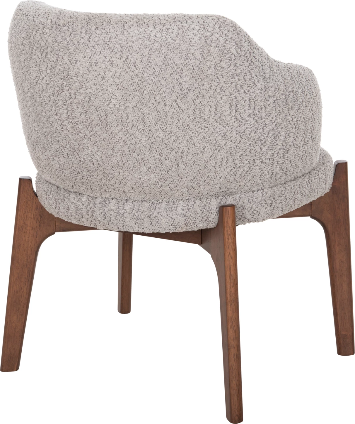 Jedilni stol ABAI FH9971.03 iz kavčukovca v barvi oreha - boucle tkanina v svetlo sivi barvi 65x63x79Hcm, set 2 kosov