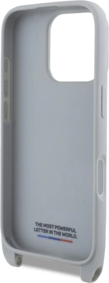 Ovitek z oglavno M-linijo BMW Carbon Stripe & Strap za iPhone 16 Pro, siv