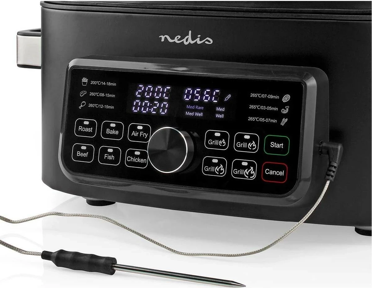 Cvrtnik brez olja Nedis KAAFG600BK, 6 L, črn