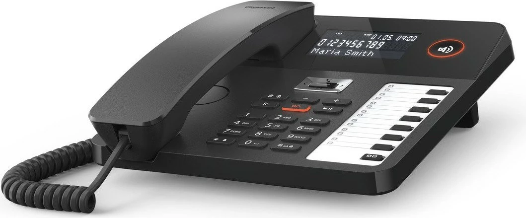 DECT telefon DESK 800A, priključena slušalka, 200 stikov, črn