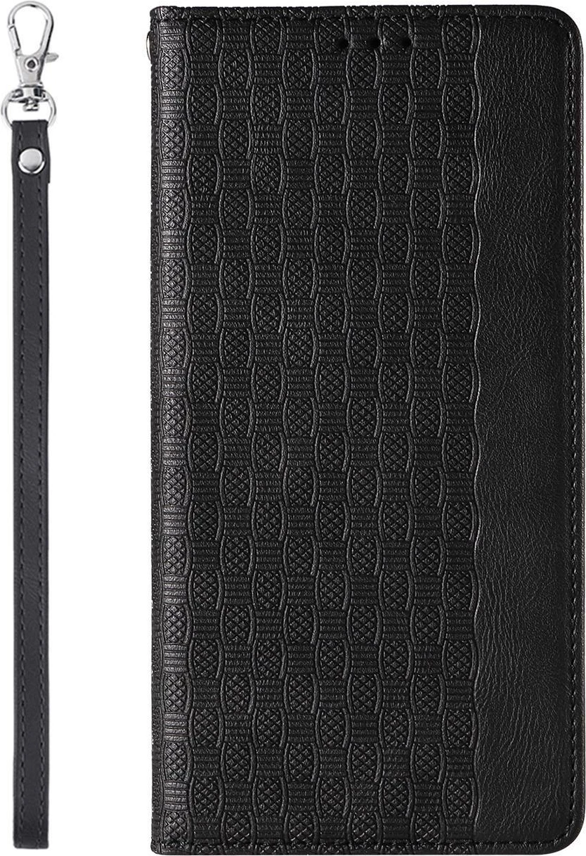 Ovitek za telefon z magnetnim zapiranjem, denarnico in paščkom za zapestje, za iPhone 12 Pro, Hurtel, črn