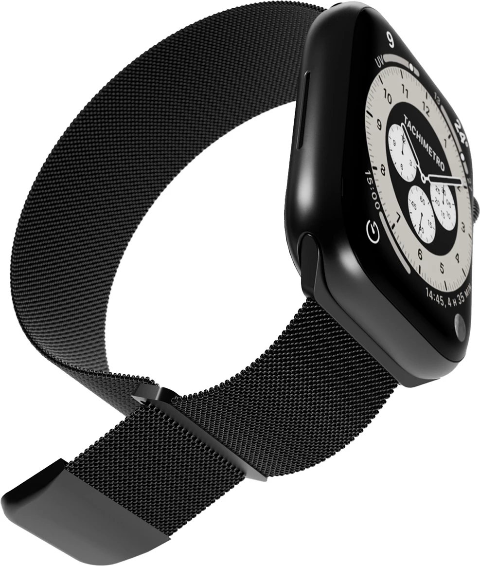 Elegantna milanese zapestnica iz jekla za Apple Watch, 38/40/41 mm, črna