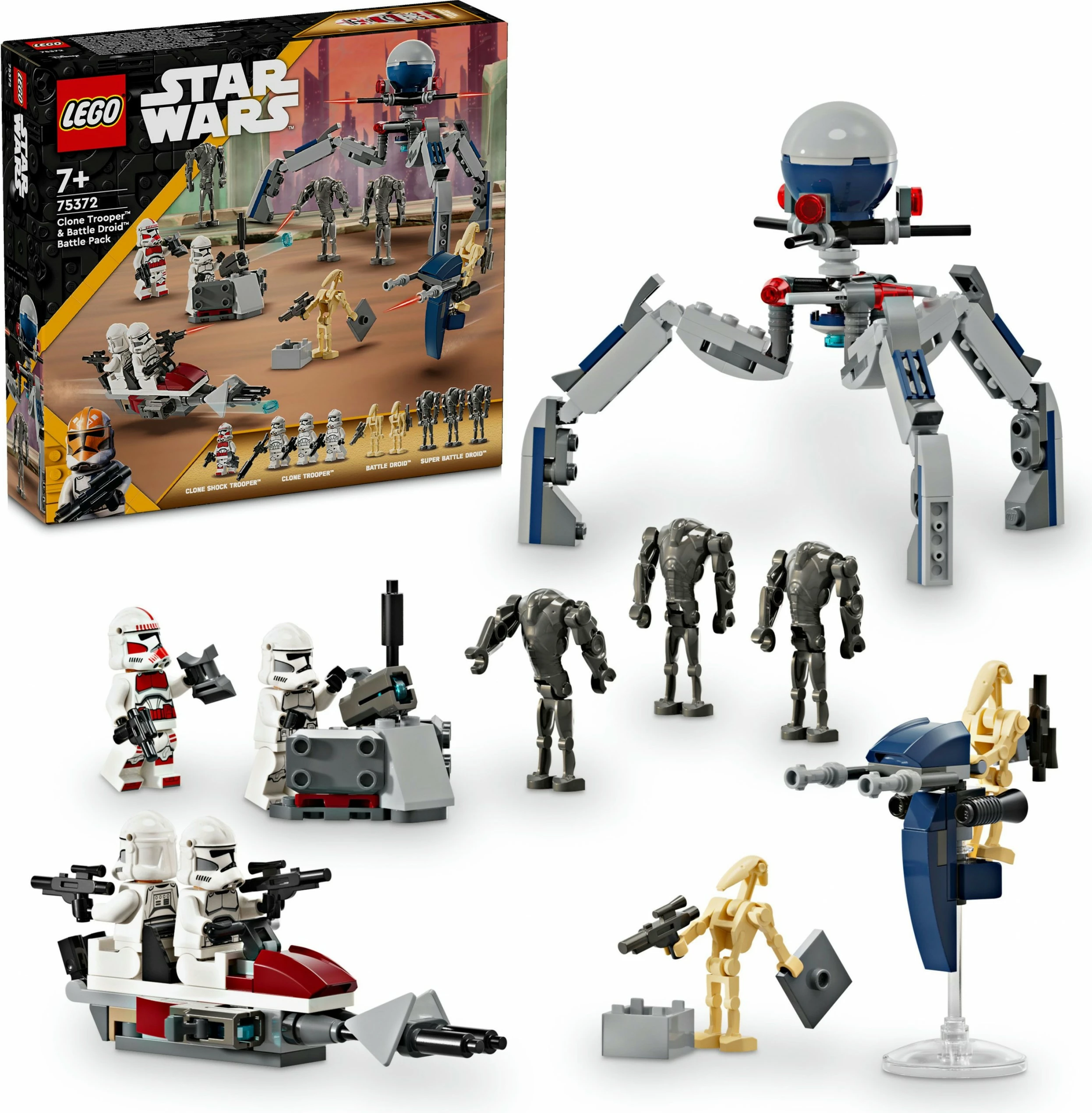 Gradbeni set Clone Trooper in Battle Droid LEGO, 215 delov, plastika, večbarven