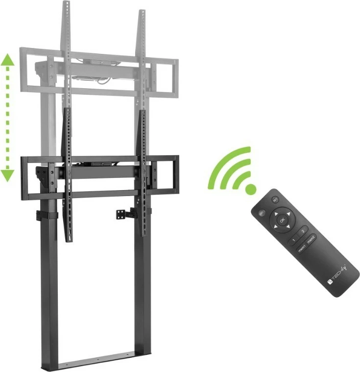 Električni stenski nosilec za TV 55–100", Techly 368659, 120 kg, črn