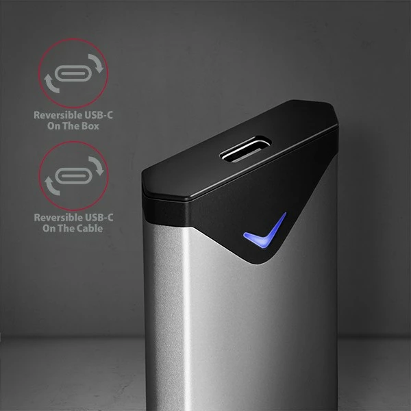 Zunanji računalniško ohišje za NVMe M.2 SSD, USB-C 3.2 Gen 2, 42–80 mm, srebrno/črno — AXAGON EEM2-UG2