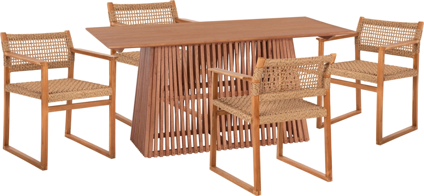 Jedilni set 5 kosov NARLEY FH21078.01 pravokotna miza in 4 jedilni stoli