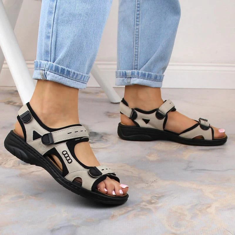 Sandali, udobni ženski sandali Rieker, bež