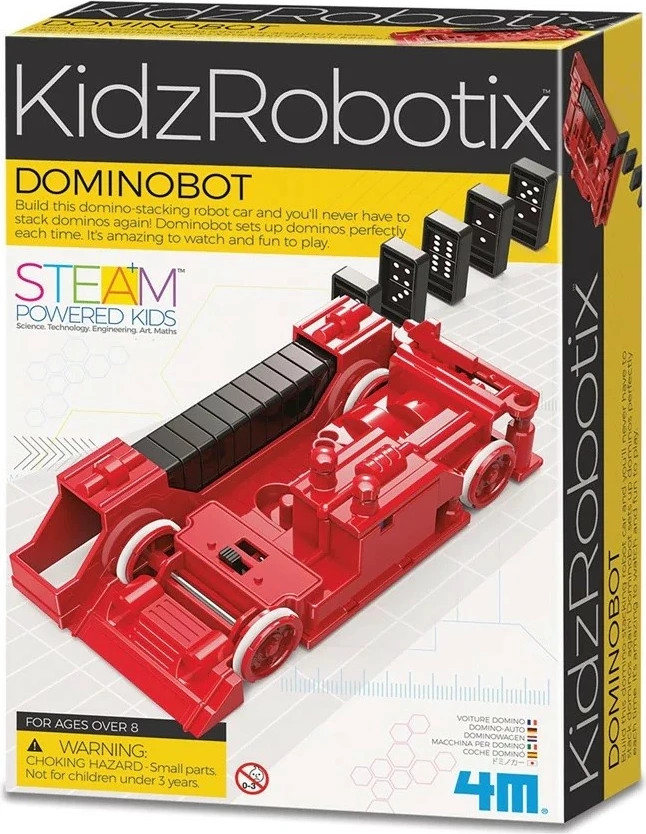 Izobraževalni robotski komplet Dominobot 4m, 24 domin, rdeč