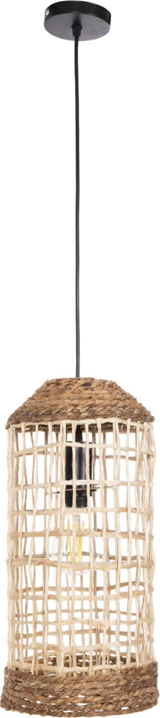 Stropna viseča svetilka podolgovata cilindrična kapa iz abaka vlaken v naravni barvi Φ21x43-120Hcm.FH7768