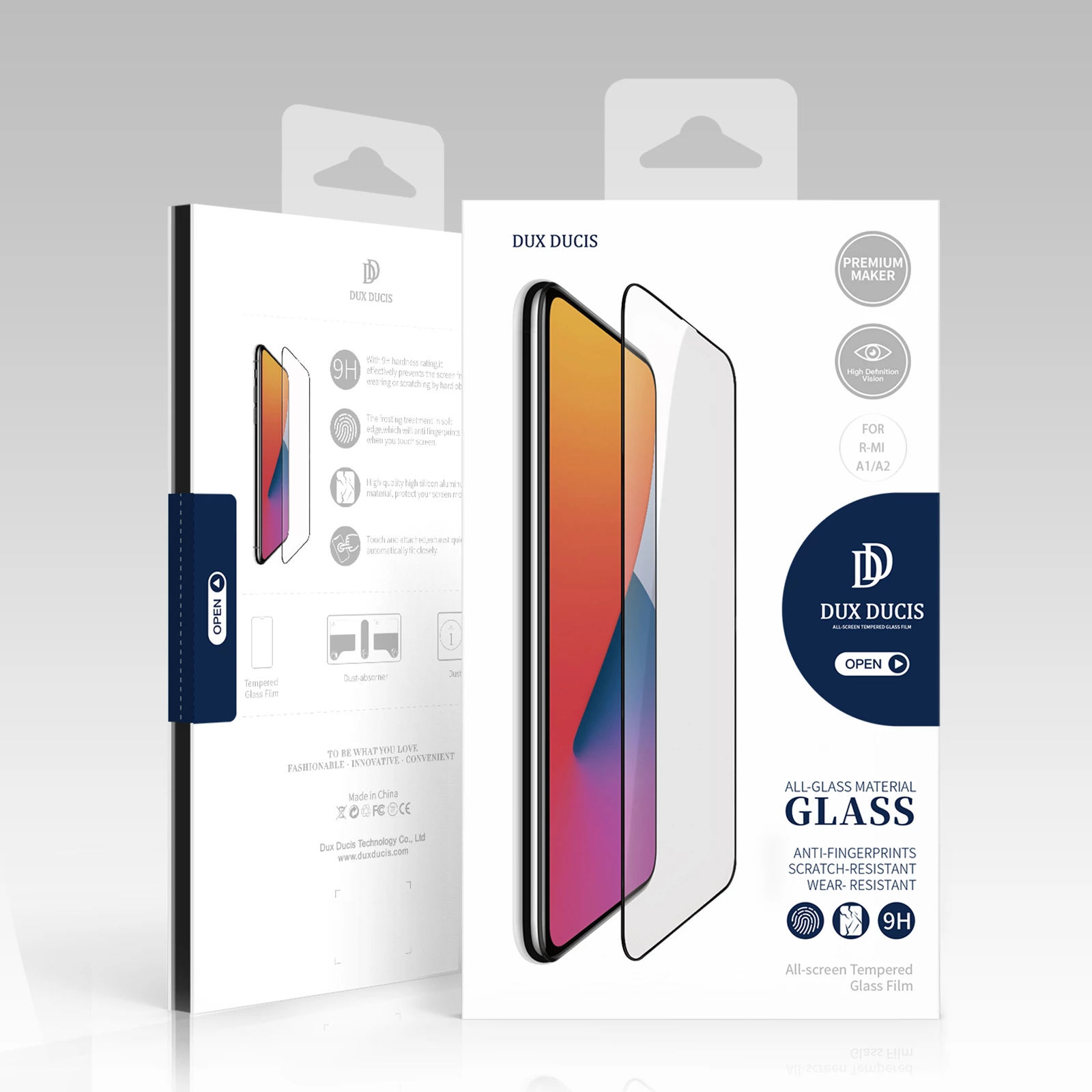 Kaljeno steklo 9D za Xiaomi Redmi A2 / Redmi A1, 9H, z črnim okvirjem Dux Ducis