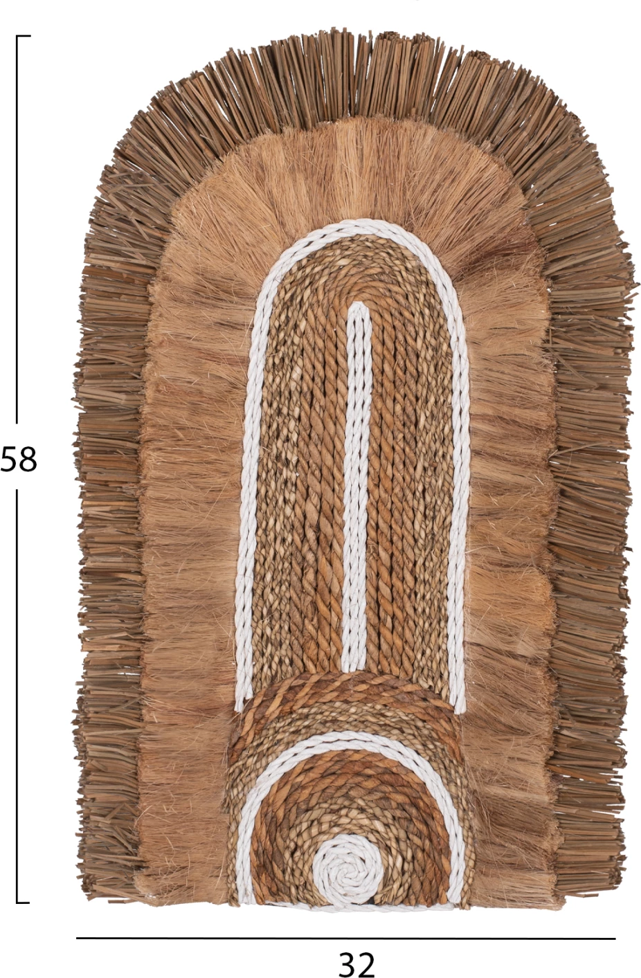 Stenska dekoracija z vlakni abake in vrvjo v naravni barvi 32X58X8cm.FH7791