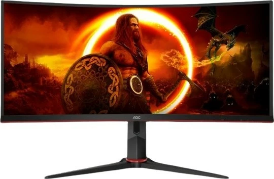 Ukrivljen 34‑palčni monitor, VA, 180 Hz, WQHD, črn, AOC CU34G2XP/BK