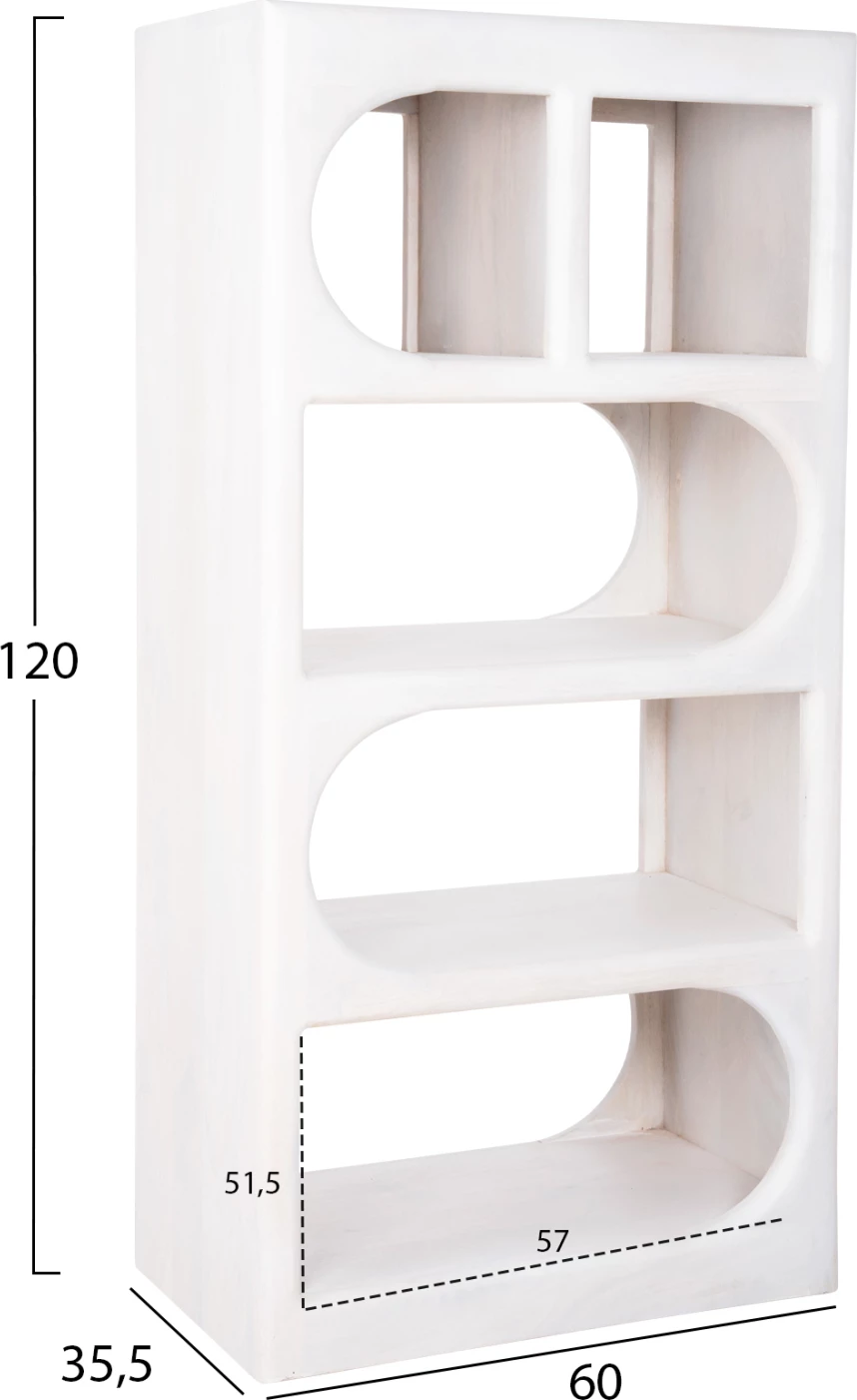 Visoka omara HANDYR FH9706 iz masivnega mangovega lesa v beli barvi 60x35x120Hcm