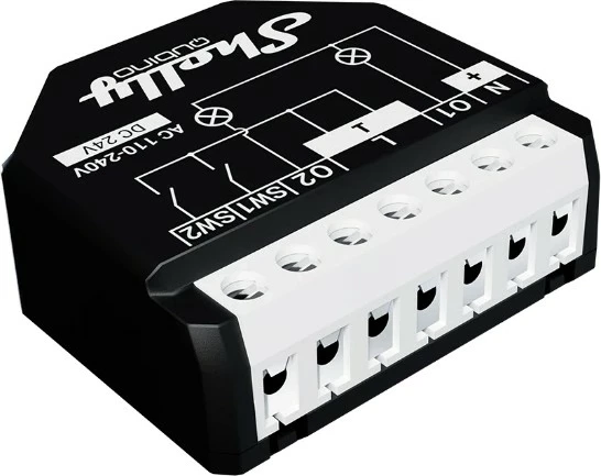 Pametno stikalo, brezžično, 25 dBmW, Z-Wave, 868,4 MHz Shelly Qubino WAVE 2PM, črn