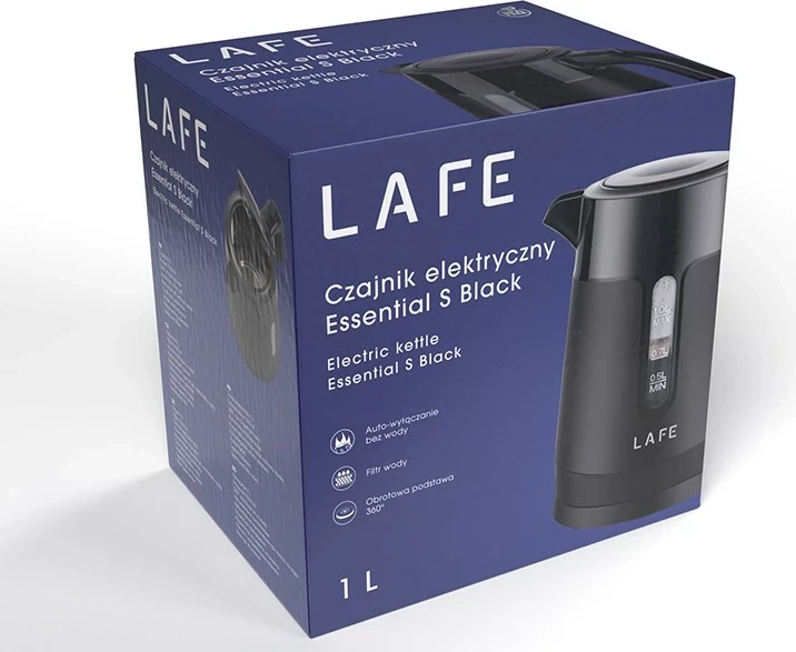 Električni grelnik vode Lafe Essential S 1L, plastika, črn