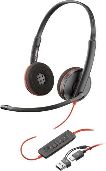 Slušalke Poly Blackwire 3220, z mikrofonom, USB-A/C, črne