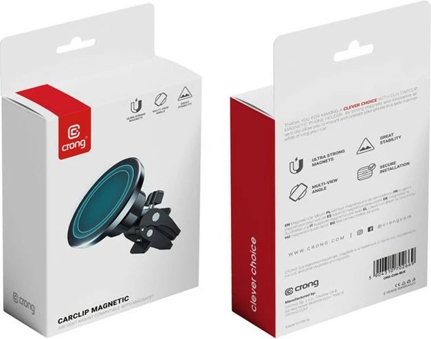Magnetni nosilec za avto CRONG CARCLIP MAGNETIC, MagSafe, črn