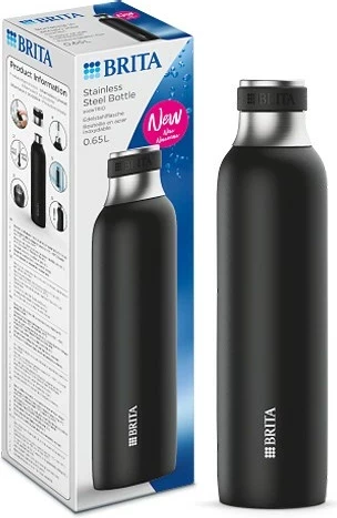 Steklenica za vodo BRITA sodaTRIO 0,65 L, nerjaveče jeklo, črna